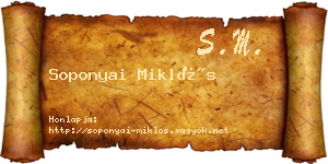 Soponyai Miklós névjegykártya